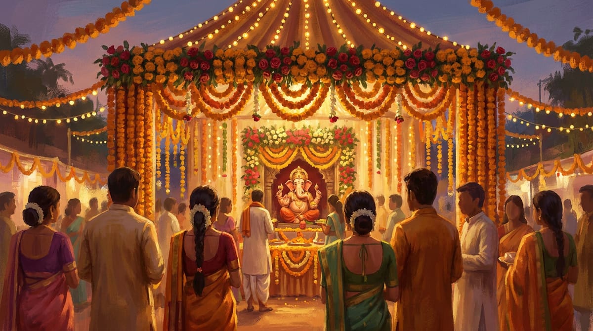 प्रतीकात्मक चित्र: पिंपळे सौदागरमध्ये क्रांती क्रीडा मंडळाची फुलांची गणेशोत्सव आरास