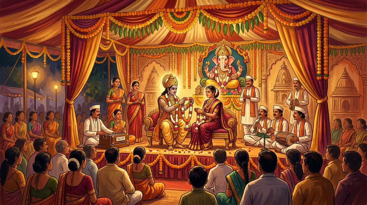 प्रतीकात्मक चित्र: थेरगावच्या विसर्जन सोहळ्यात पौराणिक विवाहाचा जिवंत देखावा