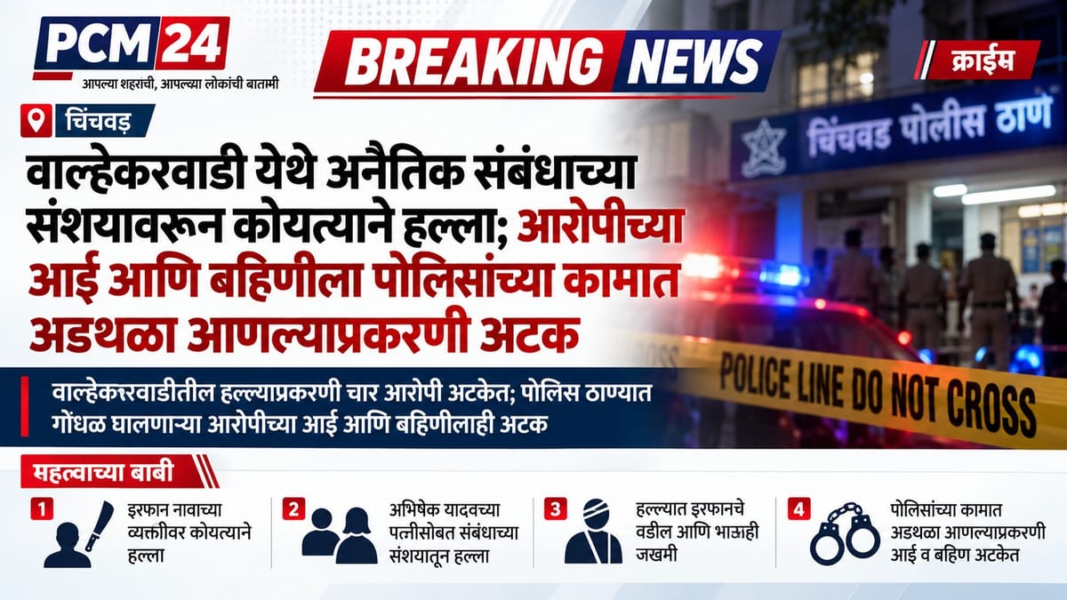 पुलिस स्टेशन के बाहर नीली और लाल बत्तियों वाली एक पुलिस कार खड़ी है, जिसके सामने "पुलिस लाइन डू नॉट क्रॉस" टेप लगा है।
